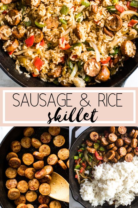 Sausage And Pepper Rice Bowl, Chicken Sausage Rice Bowl, Sausage Chicken And Rice, Chicken Sausage With Rice, Chicken Sausage Meals Healthy, Rice And Chicken Sausage Recipes, Chicken Sausage And Rice Skillet, White Rice And Sausage Recipes, Sausage And White Rice