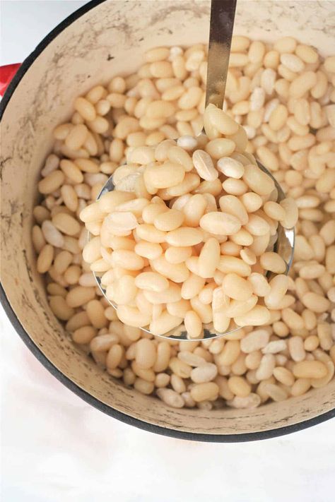 How to cook navy beans on the stove top, in a slow cooker or a pressure cooker Instant Pot to tender. Soaked dry beans cooking times. Beans And Ham Hocks, Navy Beans And Ham, Navy Bean Recipes, Best Ham Recipe, Crockpot Ham And Potatoes, Pressure Cooker Beans, Ham And Potato Casserole, Navy Bean Soup, Ham Hocks