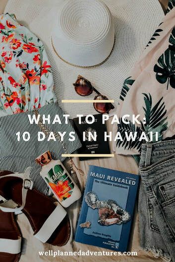 What to Pack for 10 Days in Hawaii - WELL PLANNED ADVENTURES Hawaii Trip Outfits, Pack For 10 Days, Hawaii Vacation Outfits, Hawaii Trip Planning, Hawaii Vacation Tips, Honeymoon Packing List, Hawaii Packing List, Hawaii Packing, Hawaii Itinerary