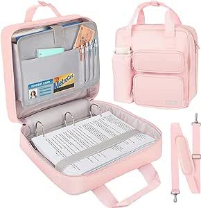 Zipper Binder 3 Ring, 700 Sheets Capacity, Binder 3 Inch with Shoulder Strap Fits 13 Inch Laptop for School and Office,Pink Zipper Binder, Jr High, School Binder, Portfolio Case, Pink Office, Ink Toner, Junior High, Laptop Pocket, Office Products