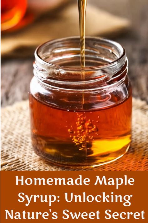 Discover the magic of making your own maple syrup at home! This comprehensive guide takes you through the step-by-step process of tapping maple trees, collecting sap, and transforming it into delicious, golden syrup. Perfect for anyone looking to embrace natural, homemade sweeteners and add a touch of nature’s sweetness to their pantry. #homemademaplesyrup #maplesyrup #diyfood #naturalsweeteners #mapletrees #sustainableliving #homemadegoods #sweetrecipes #diysyrup #puremaplesyrup Homemade Maple Syrup Easy, Maple Syrup Recipes Homemade, Sugar Free Maple Syrup Recipe, Making Maple Syrup, How To Make Maple Syrup, How To Make Maple Syrup At Home, How To Make Syrup, Syrup For Drinks, Diy Syrup