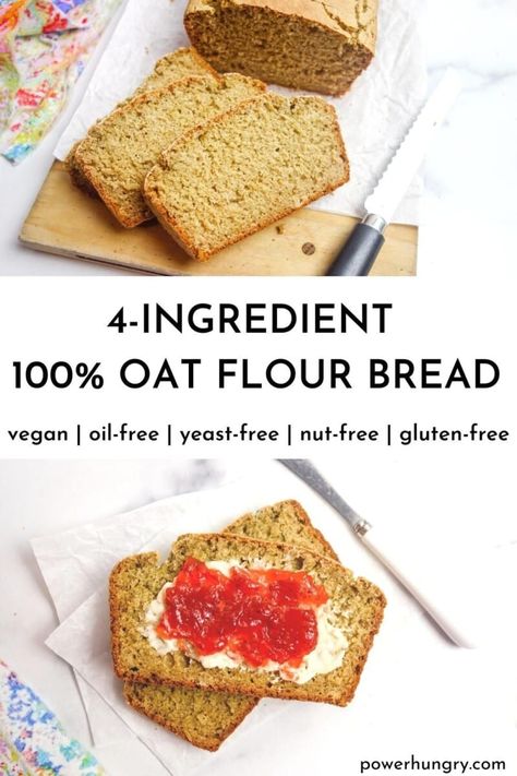 Oat Flour Bread, Oat Bread Recipe, Oat Flour Recipes, Oat Bread, Flour Bread, Oatmeal Bread, Wfpb Recipes, Gluten Free Recipes Bread, Gf Bread