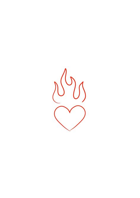 Heart And Flames Tattoo, Heart With Flames Tattoo Design, Fire And Heart Tattoo, Small Heart On Fire Tattoo, Fire Emoji Tattoo, Flaming Heart Tattoo Simple, Heart On Fire Drawing, Heart With Fire Tattoo, Heart Fire Tattoo