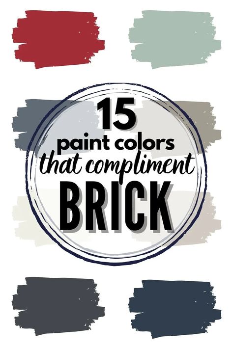 Looking for a paint color that will look good with your brick? Here are 15 paint colors that compliment red brick! #paint #paintcolor #sherwinwilliams #benjaminmoore #paintreview #paintstudy #brick Paint Colors With Red Brick Fireplace, Interior Paint Colors That Compliment Red Brick, Colors That Go With Red Brick Fireplace, Paint Colors With Brick Fireplace, Colors That Compliment Red Brick, Best Exterior Paint Colors To Go With Red Brick, Painting Interior Brick Wall Ideas, Back Deck Colors, Fireplace Brick Paint Colors