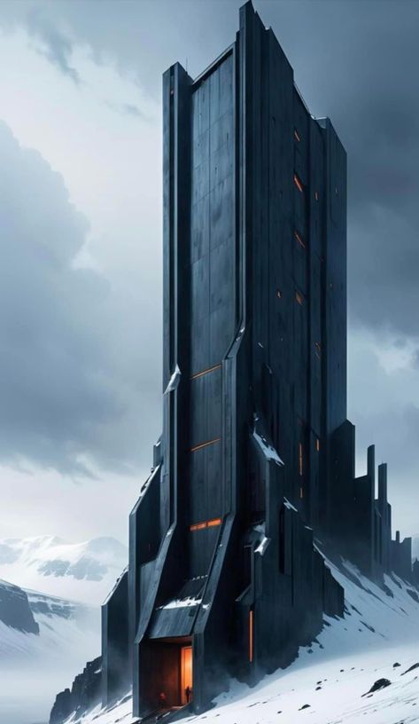 Sci Fi Building Concept Art, Sci Fi Castle, Star Wars Buildings, Mega Structure, Sci Fi Base, Scifi Building, Black Architecture, Scifi City, Sci Fi Building