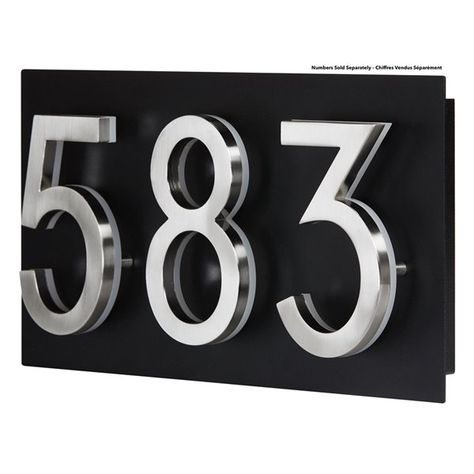 PRO-DF Contemporary Small Address Plaque - 7-in x 13-in - Black Steel Address Sign Post, Led House Numbers, House Letters, Led House, Wall Mount Mailbox, Modern House Number, Mounted Mailbox, Address Numbers, Sign Post