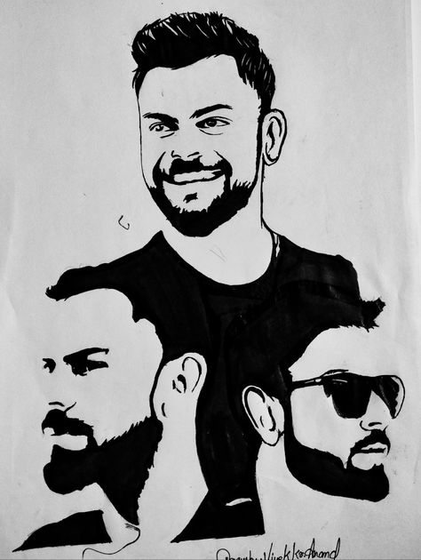 Virat Kohli Stencil Art, Virat Kohli Black And White, Virat Kohli Black, Illustration Bollywood, Indian Celebrity Drawings, Radium Sticker, 2d Cafe, Joker Art Drawing, Cricket Poster