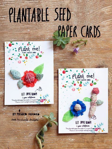 DIY Plantable Seed Paper Cards Seed Paper Diy, Paper Cards Handmade, Seed Paper Cards, Flower Seed Paper, Recycled Newspaper, Plantable Paper, Plantable Seed Paper, Earth Day Crafts, Handmade Charlotte