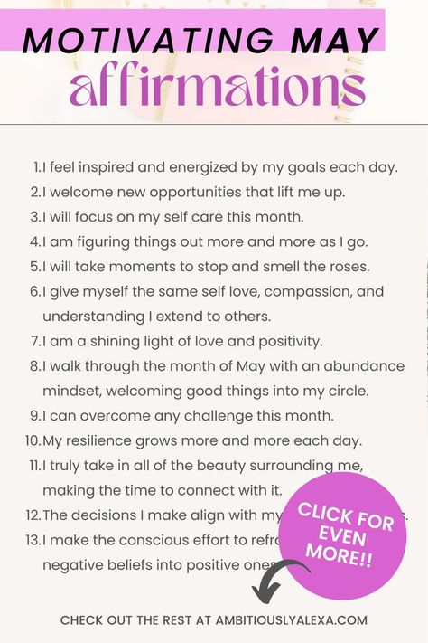 may affirmations May Affirmations, Spring Affirmations, Gratitude Journal Ideas Creative, Summer Affirmations, Motivating Affirmations, Productive Quotes, Day Affirmations, Aesthetic May, Quotes Spring