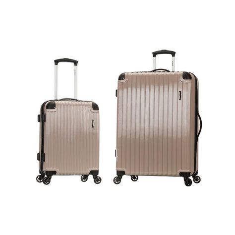 The Rockland Santorini Two-Piece Hardside Spinner Luggage Set helps make travel a breeze. The pieces in this set are constructed of lightweight beige polycarbonate with a telescoping push-button handle and rotating multi-directional spinner wheels. There is plenty of space for all your items with an elastic pocket and an interior mesh zippered pocket, plus they expand for even more room. Rockland Luggage, Hard Case Luggage, Stylish Luggage, Hardside Spinner Luggage, Spinner Luggage Sets, Hardside Luggage, Spinner Luggage, Hand Luggage, Long Trips