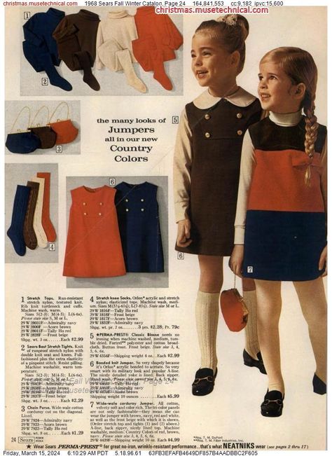 1968 Sears Fall Winter Catalog, Page 24 - Catalogs & Wishbooks 70s Kids Fashion, Lana Lobell, 1950s Girl, Vintage Kids Fashion, Vintage Girls Clothes, Vintage Catalog, Vintage Kids Clothes, Fashion Hippie, 60s And 70s Fashion