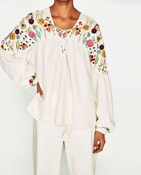 Embroidered tunic top