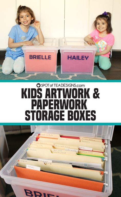 How To Store Kids Artwork, Paperwork Storage Ideas, Artwork Storage Ideas, Keepsake Organization, Storing Kids Artwork, Kids Artwork Storage, Organizing Kids Artwork, Kids Art Storage, Kids School Organization