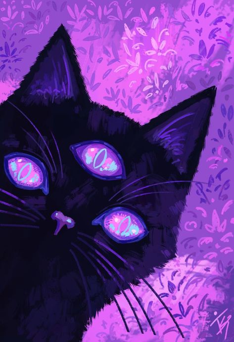 Dreamer of the subcönscious Röams through the pitch dark night Explöring the haunted dreams Ancient guardian öf sleep Many wörlds wide and between Stars trail behind her paws Drawing Purple, Trippy Cat, Illustration Cat, Pitch Dark, Arte Punk, Cute Drawing, The Pitch, Tumblr Wallpaper, Trippy Art