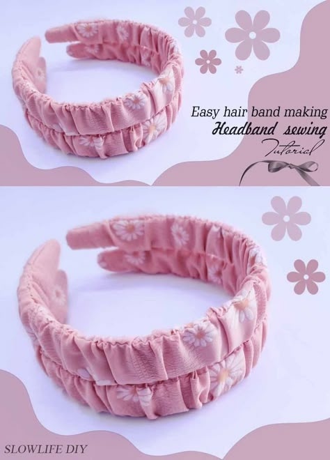 Upcycling Old Clothes, Fabric Headbands Diy, Knotted Headband Tutorial, Hair Jewelry For Braids, Hair Bows Diy Ribbon, Hair Bands Diy, Headband Tutorial, Bows Diy Ribbon, How To Make Headbands