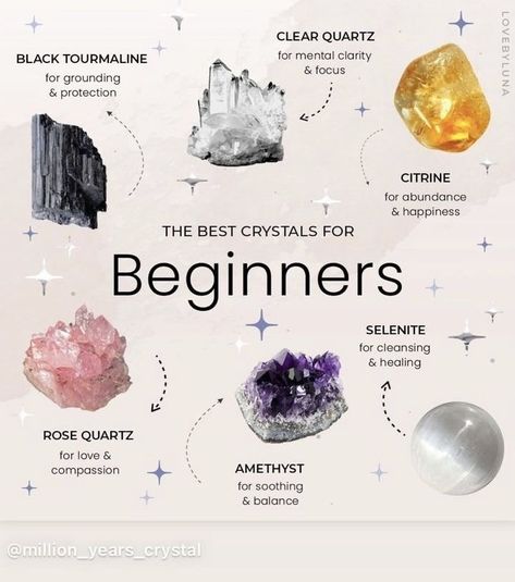 Different Types Of Crystals, Crystals For Beginners, Crystal Healing Chart, Crystal Vibes, Best Crystals, Crystal Guide, Crystal Aesthetic, Witch Spell Book, Crystals Healing Properties