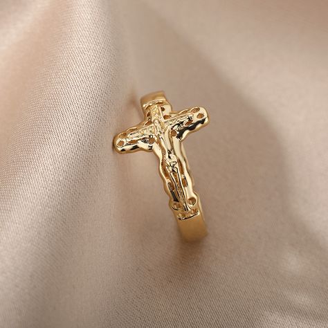 Cross Rings For Women, Cross Rings, Ring Party Jewelry, Precious Stones Rings, Jesus Cross, Cross Ring, Jesus On The Cross, Cross Jewelry, Delicate Rings