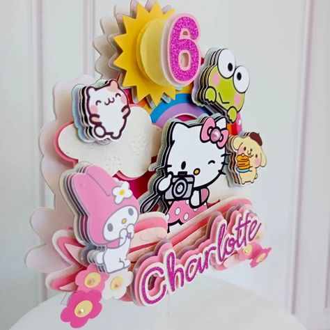 Hello Kitty and Friends 💕 Layered Cake Topper #caketoppersonalizado #caketopper #hellokitty #layeredcricutprojects #cricut #crafts #crafter #bearlyarts #custompartydecor #partysupplies Layered Cake Topper, 3d Cake Toppers, Party Topper, Hello Kitty And Friends, 3d Cake, Layered Cake, Hello Kitty Birthday, Cricut Crafts, Cake Topper