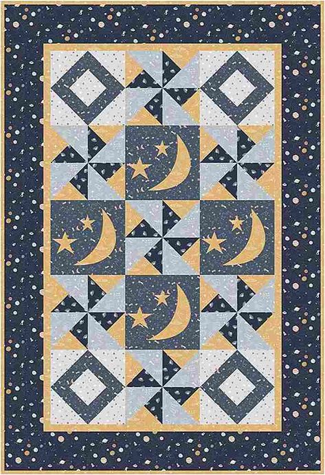 Celestial Quilt Ideas, Moon And Stars Quilt Pattern, Moon Quilt Block, Celestial Quilt, Moon Quilt Pattern, Boho Baby Quilt, Camper Quilt, Red Christmas Tree Skirt, Space Quilt