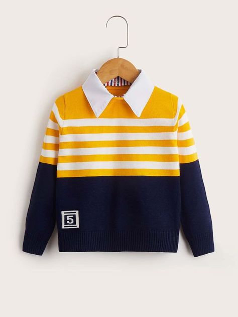 Simple Shirt Design, Jumper Ideas, Kidswear Boys, Collar Jumper, Baby Boy Knitting Patterns, Sweater Patterns, Baby Boy Knitting, Kids Jumpers