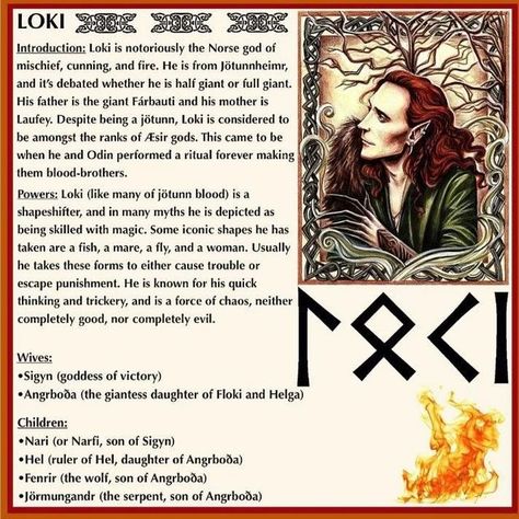 Signs Of Loki Witchcraft, Working With Loki Deity, Norse Pagan Gods And Goddesses, Sol Norse Goddess, Loki Correspondences, Loki Worship Pagan, Loki Symbol Norse Mythology, Loki Deity Work, Offerings For Loki