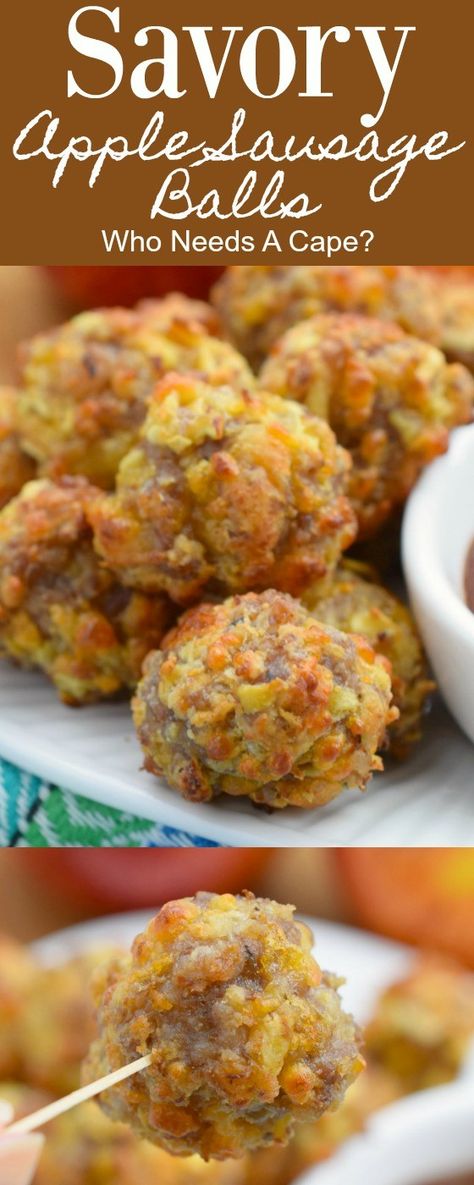 Apple Balls, Apple And Cheddar, Sausage Balls Recipe, Recipes Savory, Slow Cooker Apples, Apple Sausage, Sausage Balls, Apples And Cheese, Tailgating Recipes