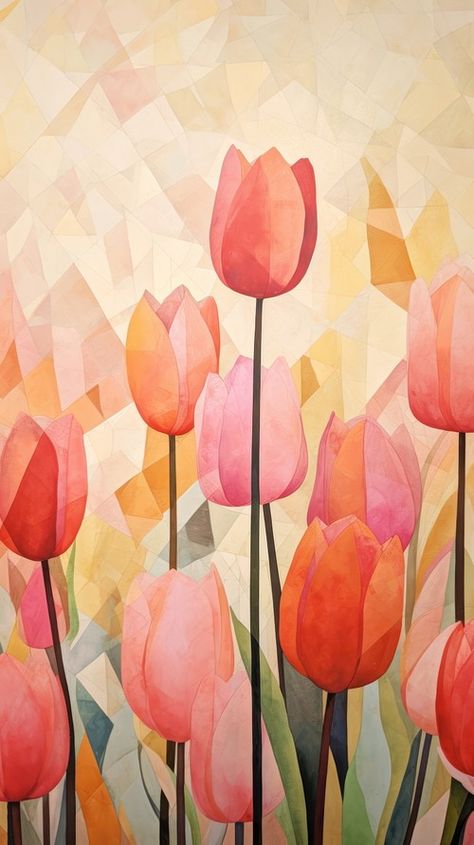 Tulip garden painting flower petal. | Premium Photo Illustration - rawpixel Garden Art Painting, Cloth Designs, Tulip Garden, Tulips Garden, Art Bar, Abstract Floral Paintings, Ballet Photos, Boho Fabric, Painting Flower