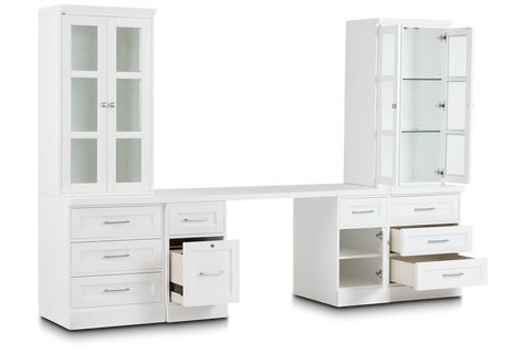 Desk Wall Unit, Craft Room Furniture, White Drawers, Wall Desk, Guest Room Office, Wood Drawers, City Furniture, Furniture Assembly, Sit Up