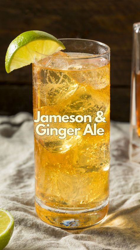 Discover the timeless appeal of Jameson & Ginger Ale cocktail with our easy recipe instructions. #Jameson&GingerAle Jameson Ginger Ale And Lime, Jameson Irish Redhead Cocktail, Jameson Cocktails Recipe, Jameson And Ginger Ale, Ginger Ale Alcohol Drinks, Cocktails With Ginger Ale, Jameson Drinks, Jameson Cocktails, Whiskey And Ginger Ale