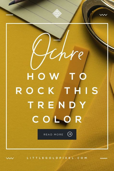 Ochre Color Trend • Little Gold Pixel • What's the deal with ochre? I dissect the color trend, give you 20 ways to rock the hue and a color palette to help you shop! #ochre #color #trend #colorpalette #mustard #yellow Ochre Powder Room, Gold Yellow Walls, Ochre Wall Paint, Yellow Gold Living Room Walls, Craig And Rose French Ochre, Gold Accent Color Palette, Yellow Gold Walls, Ochre Hallway Ideas, Mustard Yellow Door Interior