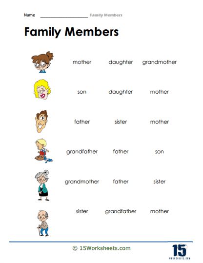 Grandmother And Grandfather, Worksheets For Grade 1, Family Roles, Reading Comprehension For Kids, English Teaching Materials, Good Family, Cartoon Image, English Teaching, 1st Grade Worksheets