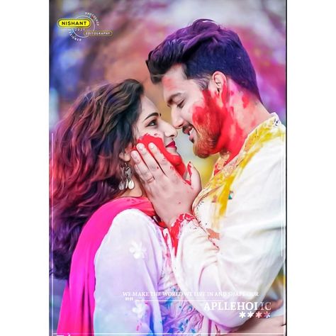 Holi Couple, Happy Holi In Advance, Dil Photos Love, Holi Pictures, Couples Dp, Facebook Cover Photos Love, Beautiful Screensavers, Happy Holi Images, Holi Photo