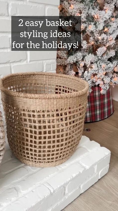 2.6K views · 91 reactions | I’ve got 2 cute basket styling ideas for the holidays for ya! Let me know which one is your favorite?! And if you’re as obsessed with that cute pillow as I am, comment pillow to get the info on this one! #christmasiscoming #christmasdecorating #pillowcoverclub #christmaspillows #christmasdecorations #christmasdecorideas | Wilshire Collections | Wilshire Collections · Original audio Winter Basket Decor, Christmas Basket Decoration Ideas, Christmas Basket Decor, Basket Styling, Basket Decor Ideas, Wilshire Collections, Cute Basket, Floor Baskets, Cute Pillow