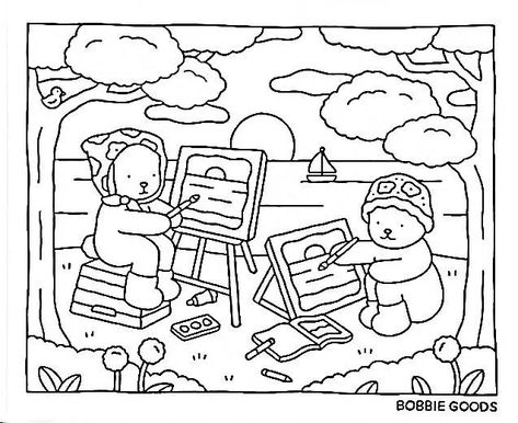 Bobbie Goods Coloring Pages, Bobbie Goods Coloring, Bobbie Goods, Bear Paintings, Bear Coloring Pages, Detailed Coloring Pages, Cartoon Coloring Pages, Arte Inspo, Cool Coloring Pages