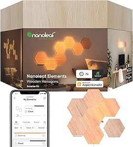 Nanoleaf Elements, Nanoleaf Panels, Led Panels, Wood Hexagon, Light Panels, Textured Panels, Rad Tech, Mood Lights, Apple Homekit