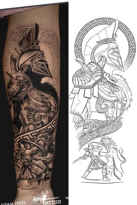 Arm Sleeve Drawing, Trojan Tattoo, Achilles Tattoo, Warrior Tattoo Sleeve, Roman Tattoo, Gladiator Tattoo, Half Sleeve Tattoos Forearm, Zeus Tattoo, Spartan Tattoo