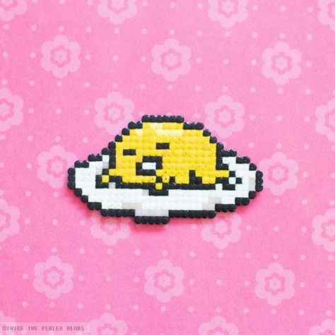 Gudetama Perler 👅👅💕💕 Gudetama Bead Pattern, Gudetama Perler Bead Patterns, Pixel Gudetama, Gudetama Perler Beads, Gudetama Perler, Gudetama Pixel Art, Easy Perler Bead Patterns, Perler Creations, Easy Perler Beads Ideas