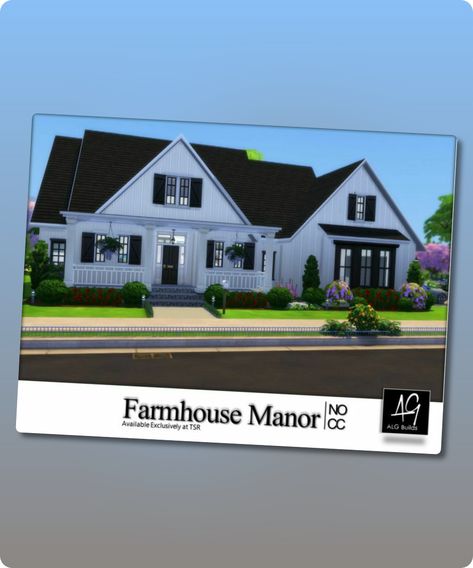 Sims 4 House CC: Farmhouse Manor By Algbuilds Pool Grill Area, Sims 4 Farmhouse, Sims 4 House Cc, Sims 4 House, Family Farmhouse, Hall House, Sims 4 Cc Download, Grill Area, Entertainment Area