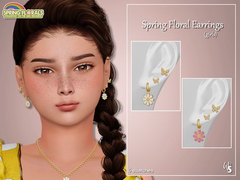 The Sims Resource - Sims 4 - Earrings - WisteriaSims - Spring Floral Earrings for children Mods Sims 4, Cc Clothing, Sims 4 Piercings, Sims Medieval, Sims Baby, Free Sims 4, The Sims 4 Packs, Sims 4 Children, Sims 4 Cc Skin