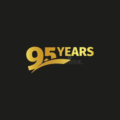 Isolated abstract golden 95th anniversary logo on black background. 95 number logotype. Ninty-five years jubilee stock illustration Anniversary Logo, Black Background, Black Backgrounds, Stock Illustration, Stock Vector, Vector Illustration, ? Logo, Black