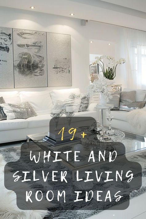 Ready to give your living room a chic makeover? Check out these 19 stunning white and silver living room ideas. From modern decor to cozy accents, get inspired to create a stylish and serene space. Click to discover more! 🌟🛋️ #LivingRoomGoals #HomeDecor #InteriorDesign #DecorInspo #LivingRoomStyle Silver And White Living Room, White Silver Living Room, White Glam Living Room, White And Silver Living Room, Silver Living Room Ideas, Grey And White Living Room, Silver Living Room Decor, Stylish Living Room Ideas, Modern Glam Living Room