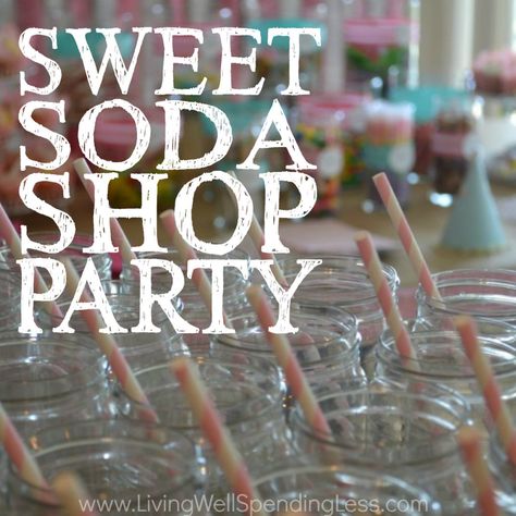 Soda Shop Party, Shop Party Ideas, Sweet Shop Party, Crepe Paper Backdrop, Party Budget, Sock Hop Party, Giant Lollipops, Diy Party Crafts, 17th Birthday Ideas