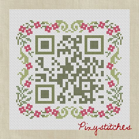 Pixystiches http://www.etsy.com/listing/80496480/scannable-qr-code-home-sweet-home  QR cross stitch pattern Cross Stitch Borders Corner, Geeky Cross Stitch Patterns, Geeky Cross Stitch, Unique Cross Stitch, Cross Stitch Tutorial, Subversive Cross Stitch, Cross Stitch Borders, Vintage Cross Stitches, Diy Cross Stitch