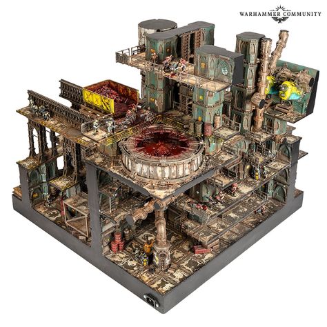 Building the Underhive – Creating Warhammer World’s Necromunda Diorama - Warhammer Community Necromunda Zone Mortalis, Mordheim Buildings, 40k Diorama, Warhammer Diorama, Mordheim Terrain, Zone Mortalis, Warhammer World, Scenery Inspiration, Warhammer Scenery