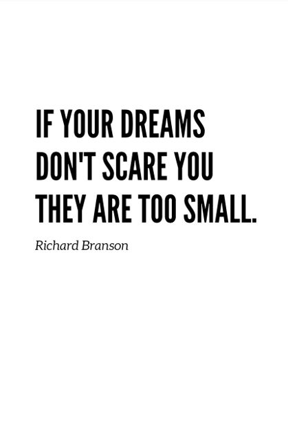 #if your dreams dont scare you they are too small #quote #richard branson #dream #dreams #dream big #inspire #inspirational quote #adventure #business #achievement #success #artjojo #hoodie #sticker #tshirt Happiness Quote, You Quotes, Richard Branson, Ernest Hemingway, Inspirational Quote, Happy Quotes, Dream Big, Dreaming Of You, Quotes