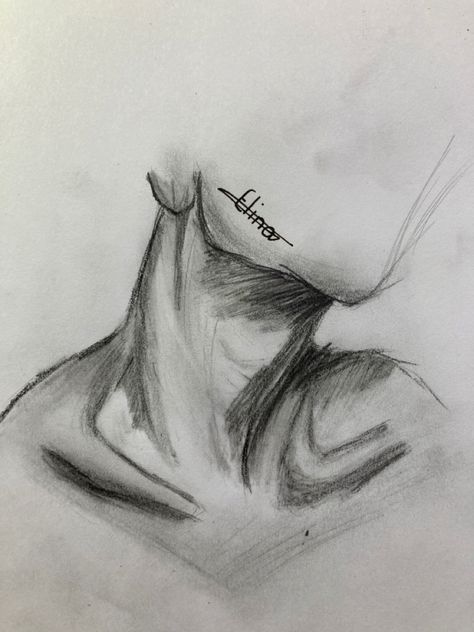 Pencil drawing of a neck Jawline Sketch, How To Draw A Neck, Hand Around Neck Drawing, Male Neck Drawing, Throat Drawing, Neck Drawing Reference, Hands Around Neck, Hand Around Neck, Famous Drawing