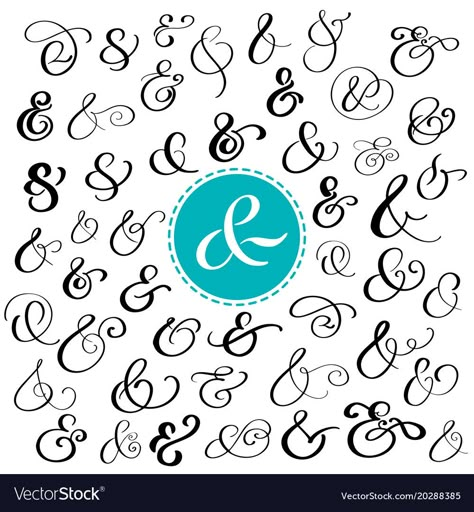 And Lettering Symbol, Lettering Alphabet Handwritten, Flourish Calligraphy, Wedding Invitation Vector, Handwriting Alphabet, Hand Lettering Inspiration, Beautiful Lettering, Hand Lettering Art, Hand Lettering Alphabet