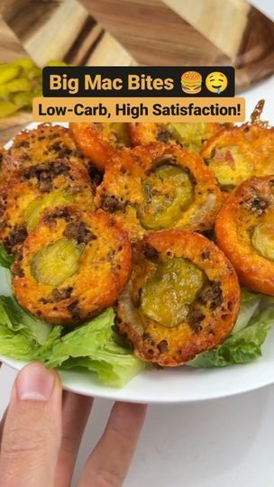 1.7K reactions · 913 shares | Keto Recipes on Reels Big Mac Bites Muffin Tin, Big Mac Bites Keto, Big Mac Bites, Mac Bites, Vinegar Onions, Pickles Onions, Mac Sauce, Keto Snack, Dill Pickles