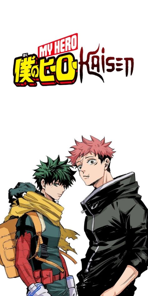 Art by Ruttika_Shin on Twitter Jujutsu Kaisen X My Hero Academia, Bakugo Katsuki Fanart Cute, All Anime Characters, Itadori Yuji, Butler Anime, Cartoon Crossovers, Oboe, Anime Canvas, Anime Crossover