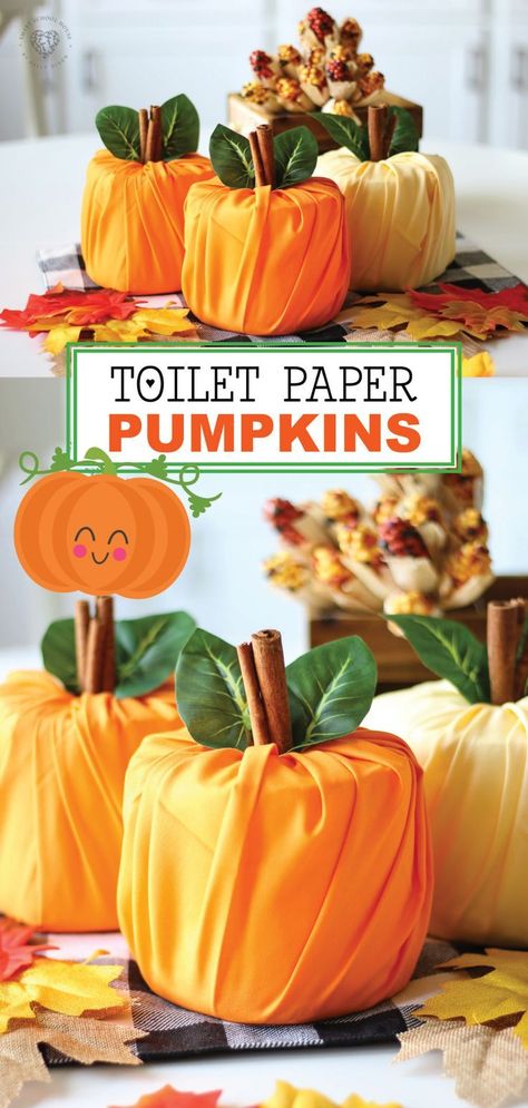 Look at how easy it is to make these adorable toilet paper pumpkins. These are the fall decoration that you are going to want to keep up all year round. They are fun and so easy to make. The best thing is that they will last all fall long. With just a roll of toilet paper, fat quarters, and some cinnamon sticks you can have the easiest and cutest pumpkins this year. I LOVE THIS! #diy #fall #homedecor #pumpkin #easy #craft Pumpkin Toilet Paper, Toilet Paper Pumpkins, Easy Diy Fall Decor, Paper Pumpkin Craft, Smart School House, Paper Pumpkins, Smart School, Toilet Paper Crafts, How To Make Pumpkin